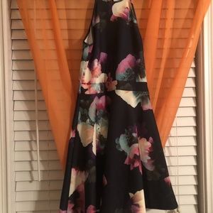 Navy Blue Floral Dress